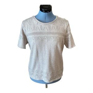 Alfred Dunner silver threaded gray short sleeved sweater